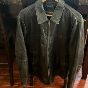 Perry Ellis Portfolio Mens Leather Jack Black Medium